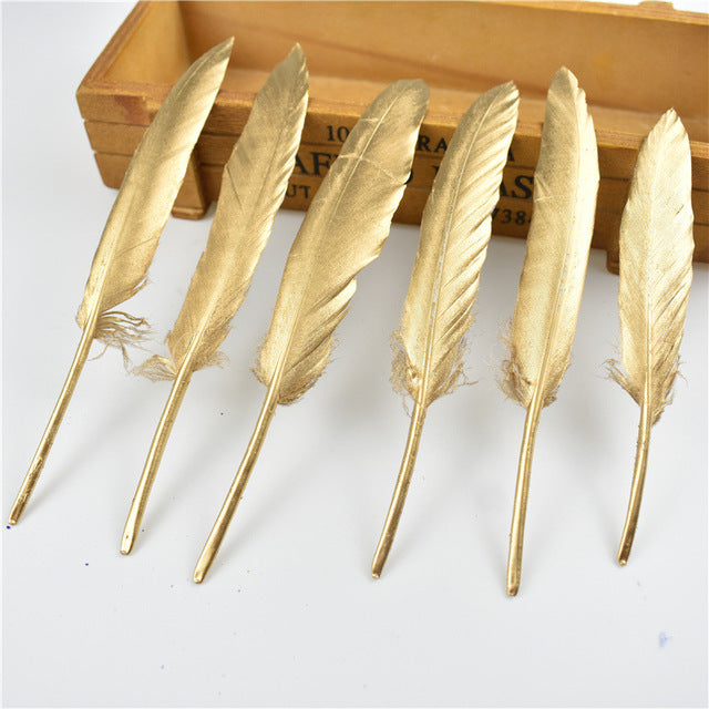 Gold Dipped Duck Feathers for DIY Crafting.