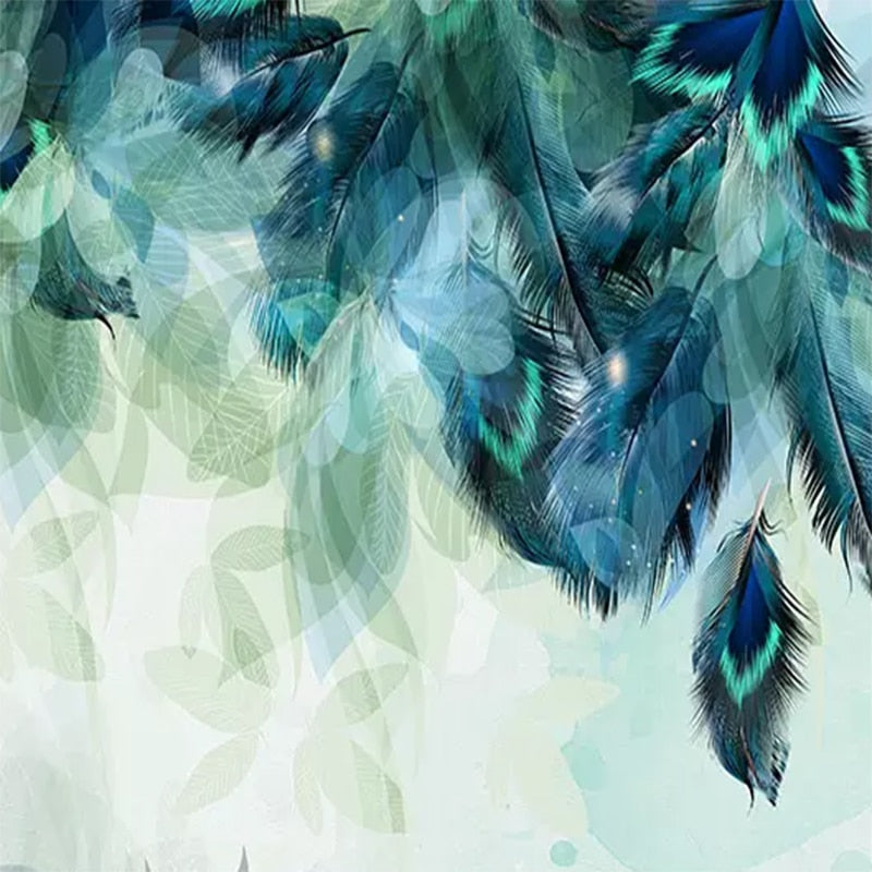 Blue Feather Mural Wallpaper