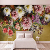 Hand Painted Flower Wall Mural Wallpaper