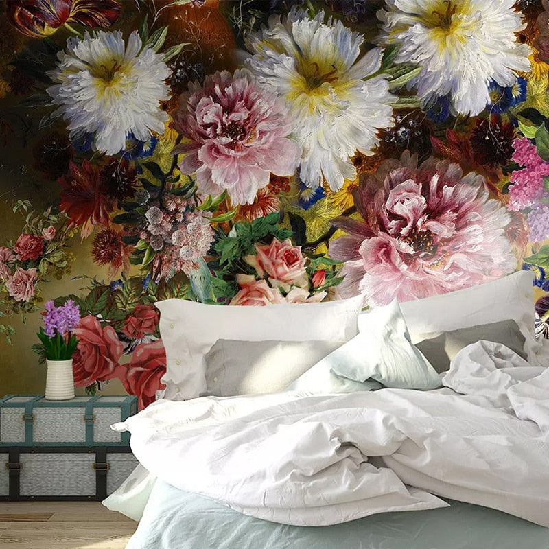 Hand Painted Flower Wall Mural Wallpaper Home Renos Online Store AUS ...
