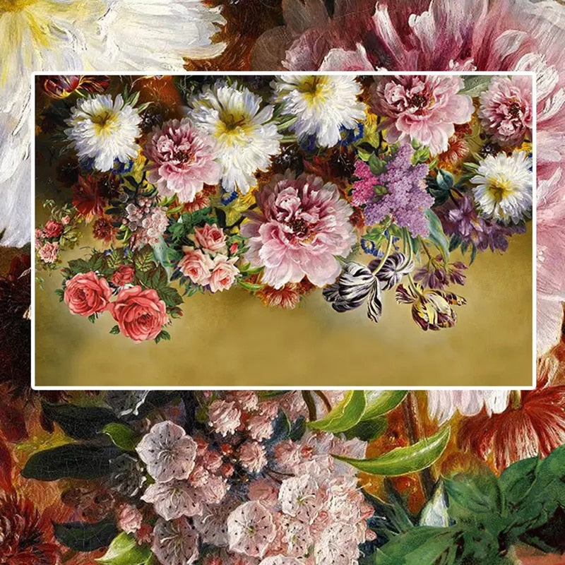 Hand Painted Flower Wall Mural Wallpaper