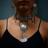Vintage Silver Statement Necklace and Earrings Set
