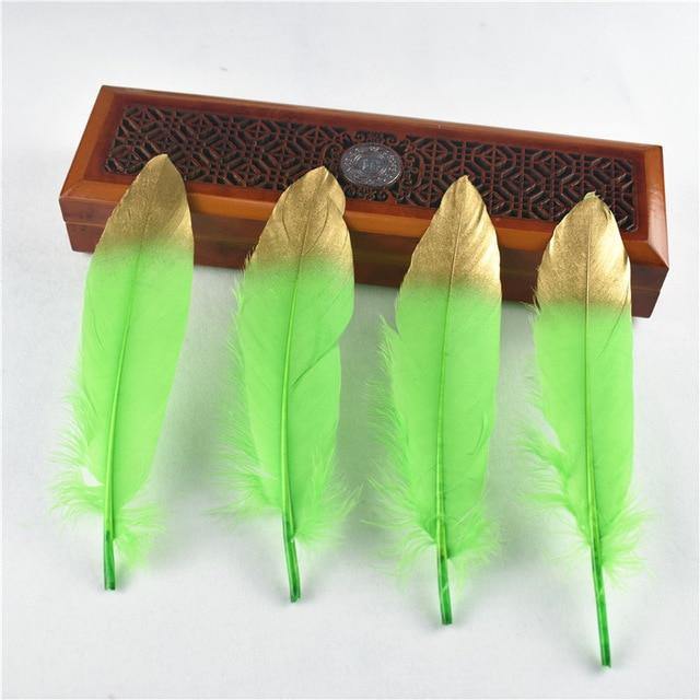 10Pcs/Lot Gold Dipped Goose Feathers | 15-20cm/6-8inches | DYI Crafts Decor - Woodland Gatherer