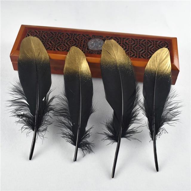 10Pcs/Lot Gold Dipped Goose Feathers | 15-20cm/6-8inches | DYI Crafts Decor - Woodland Gatherer