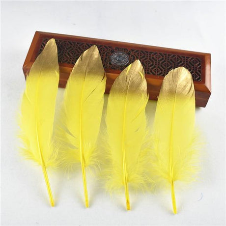 10Pcs/Lot Gold Dipped Goose Feathers | 15-20cm/6-8inches | DYI Crafts Decor - Woodland Gatherer