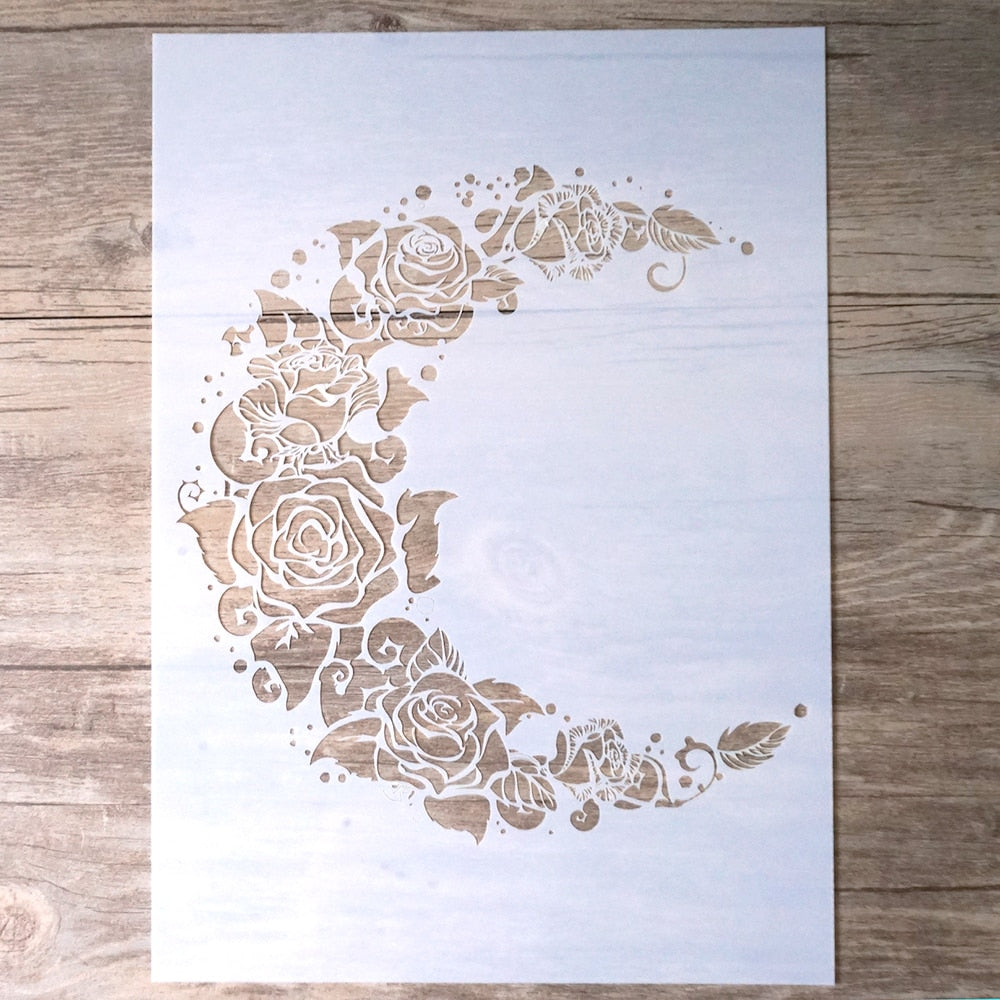 Flower Moon Stencil A4 A3 A2 DIY Craft
