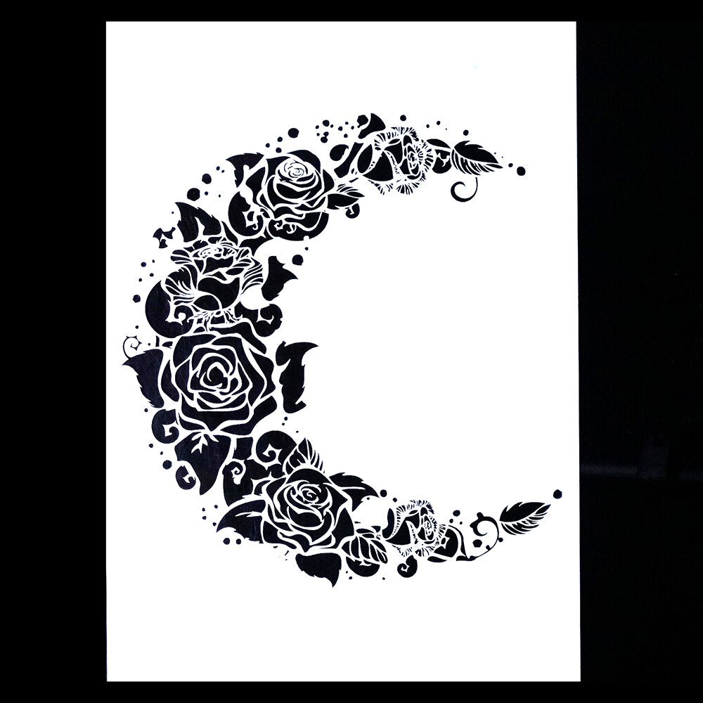 Flower Moon Stencil A4 A3 A2 DIY Craft