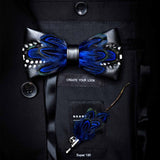 Natural Feather Handmade Bow Tie & Lapel Pin Gift Box Set For Men.