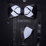Natural Feather Handmade Bow Tie & Lapel Pin Gift Box Set For Men