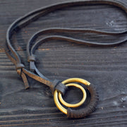 Genuine Leather Mens Adjustable Knot Rope Necklace