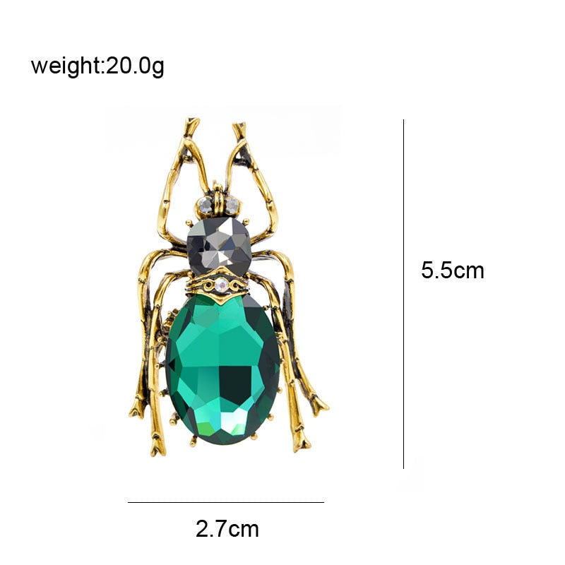 Crystal Beetle Brooch Vintage Style Insect Jewellery Pin