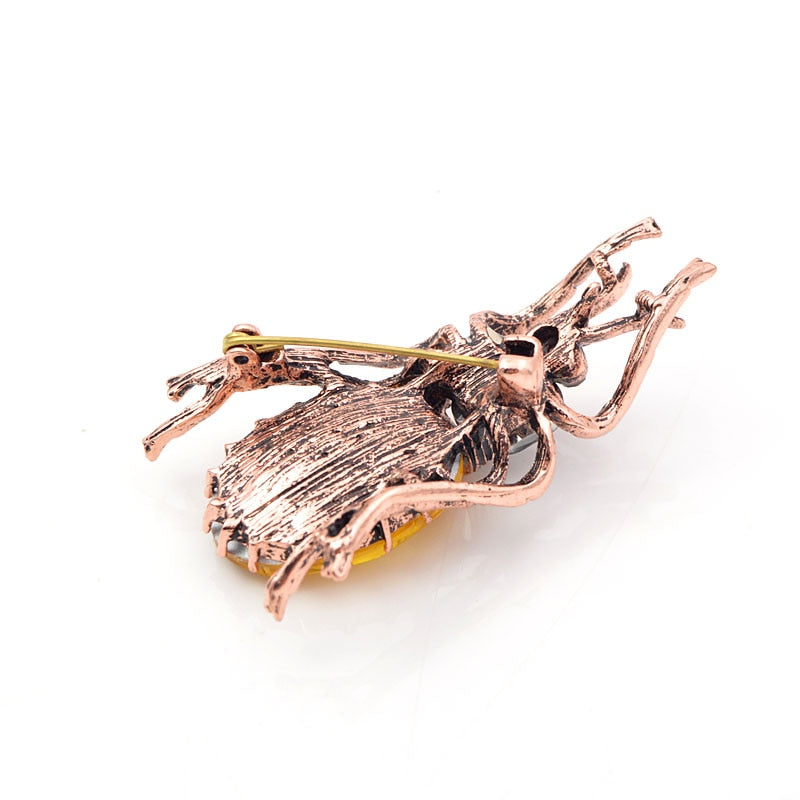 Crystal Beetle Brooch Vintage Style Insect Jewellery Pin
