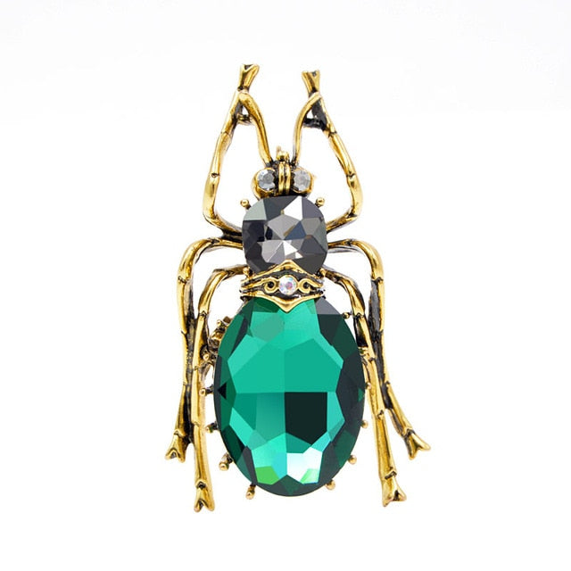 Crystal Beetle Brooch Vintage Style Insect Jewellery Pin