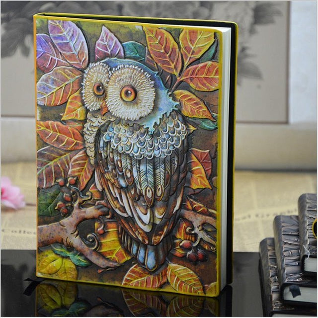 Handmade Embossed Faux Leather Owl Journal
