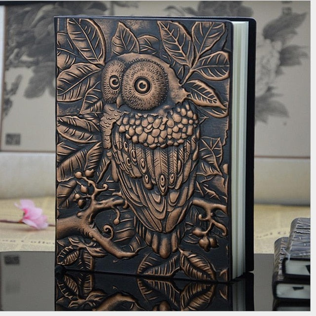 Handmade Embossed Faux Leather Owl Journal