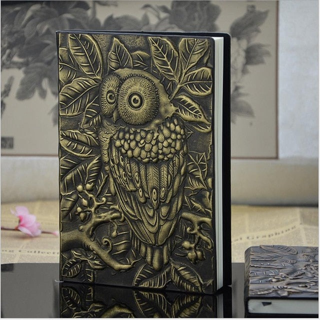 Handmade Embossed Faux Leather Owl Journal