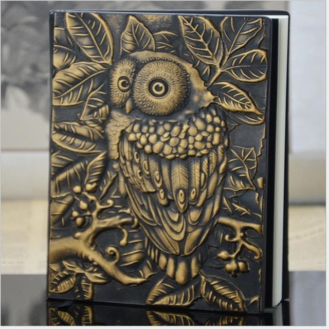 Handmade Embossed Faux Leather Owl Journal