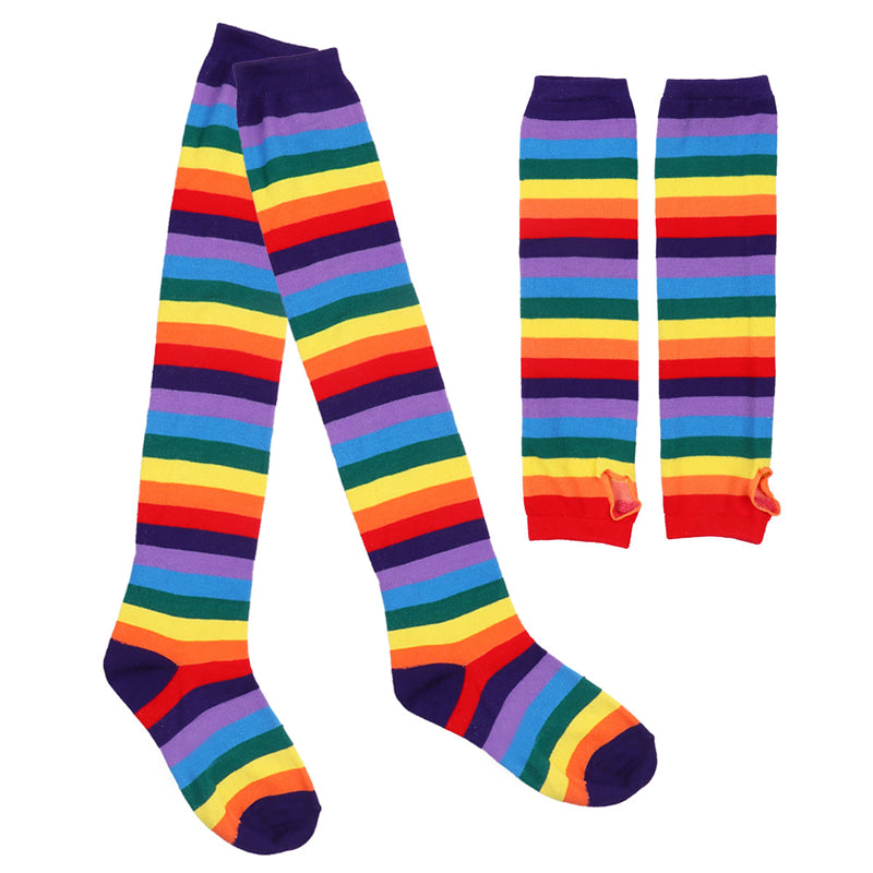 Rainbow Brite Striped Socks and Arm Warmer Gloves