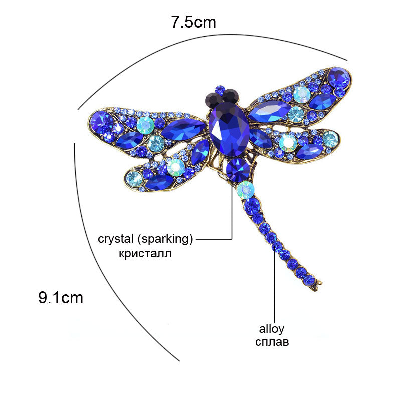 Dragonfly Brooch Crystal Coat Pin