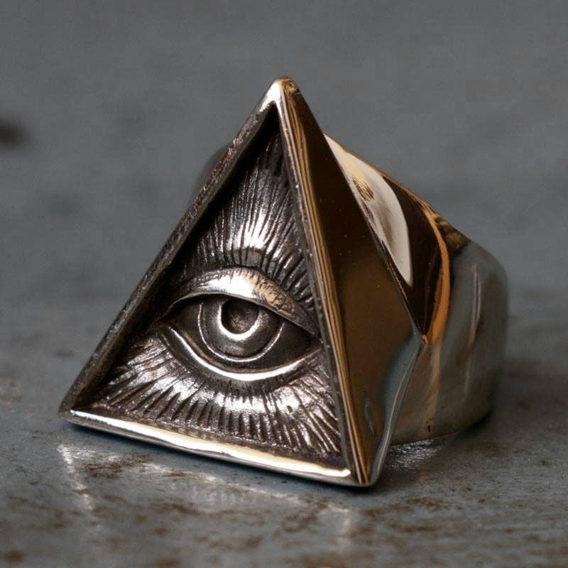 Freemason Illuminati Triangle Masonic Ring Silver Stainless Steel