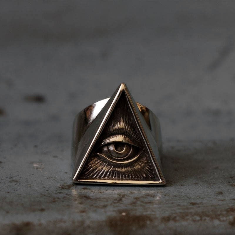 Freemason Illuminati Triangle Masonic Ring Silver Stainless Steel