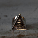 Freemason Illuminati Triangle Masonic Ring Silver Stainless Steel