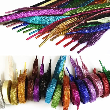One Pair Glittery Flat Shoelaces 110cm