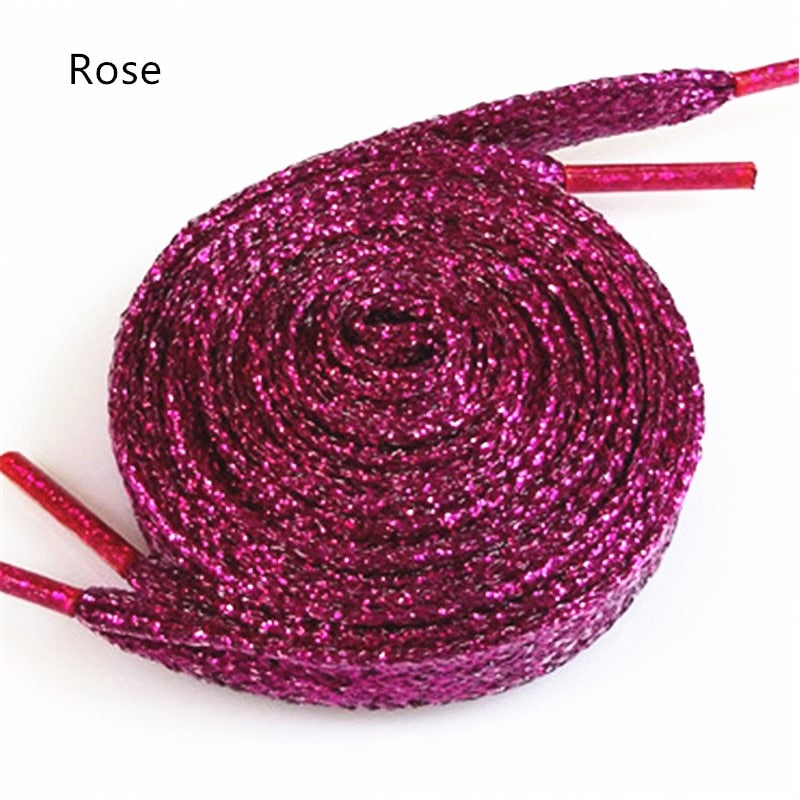 One Pair Glittery Flat Shoelaces 110cm