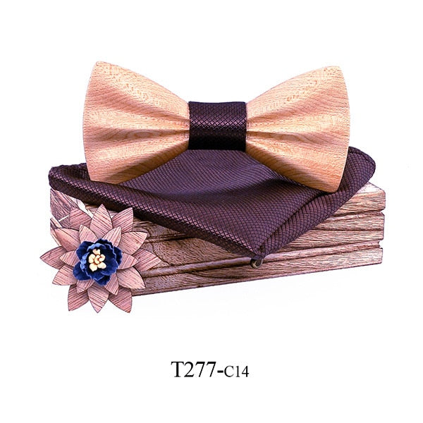 Carved Wooden Bow Tie