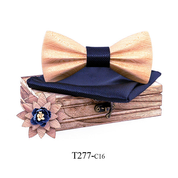 Carved Wooden Bow Tie