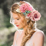 Silk Hydrangea and Rose Garland Headband Flower Crown
