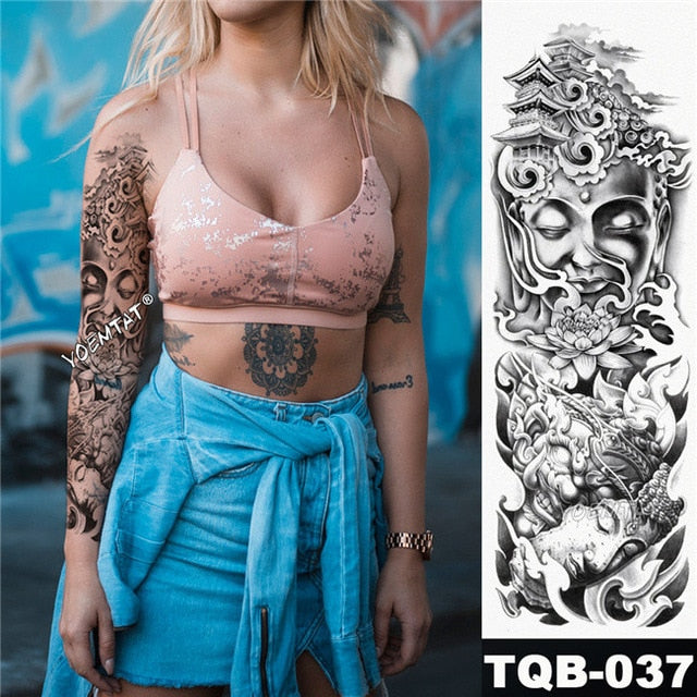 Large Arm Sleeve Tattoo Waterproof Temporary Tattoo Sticker