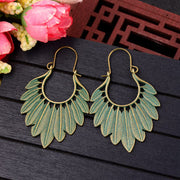 Bronze Green Leaf Earrings