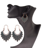 Bronze Green Leaf Earrings