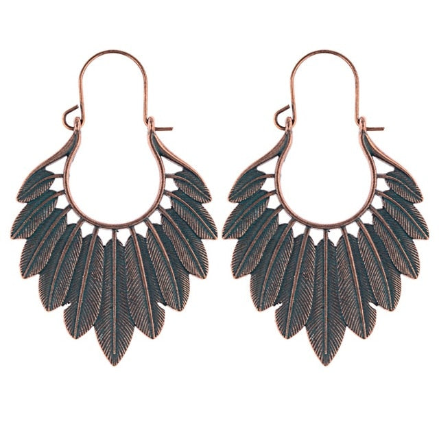 Bronze Green Leaf Earrings