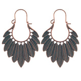 Bronze Green Leaf Earrings