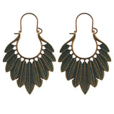 Bronze Green Leaf Earrings