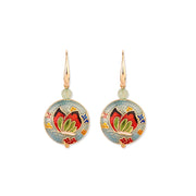 Vintage Flower Cloisonné Enamel Earrings