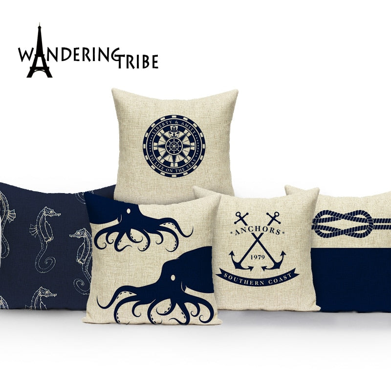 Sea Blue Nautical Cushion Covers Home Decor 21 Variations