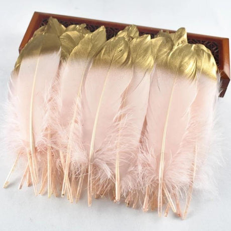 10Pcs/Lot Gold Dipped Goose Feathers | 15-20cm/6-8inches | DYI Crafts Decor - Woodland Gatherer