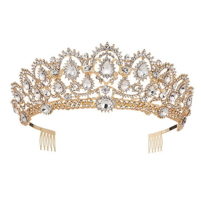 European Drop Crystal Crowns With Comb.