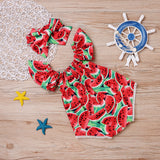 Watermelon Rah Rah Baby Sunsuit with Matching Headband