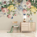 Hand Painted Rose Flower Wall Mural Wallpaper