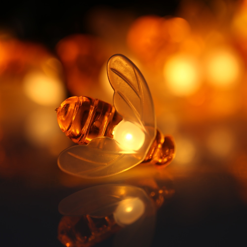 Honey Bee LED Fairy Lights Solar Powered