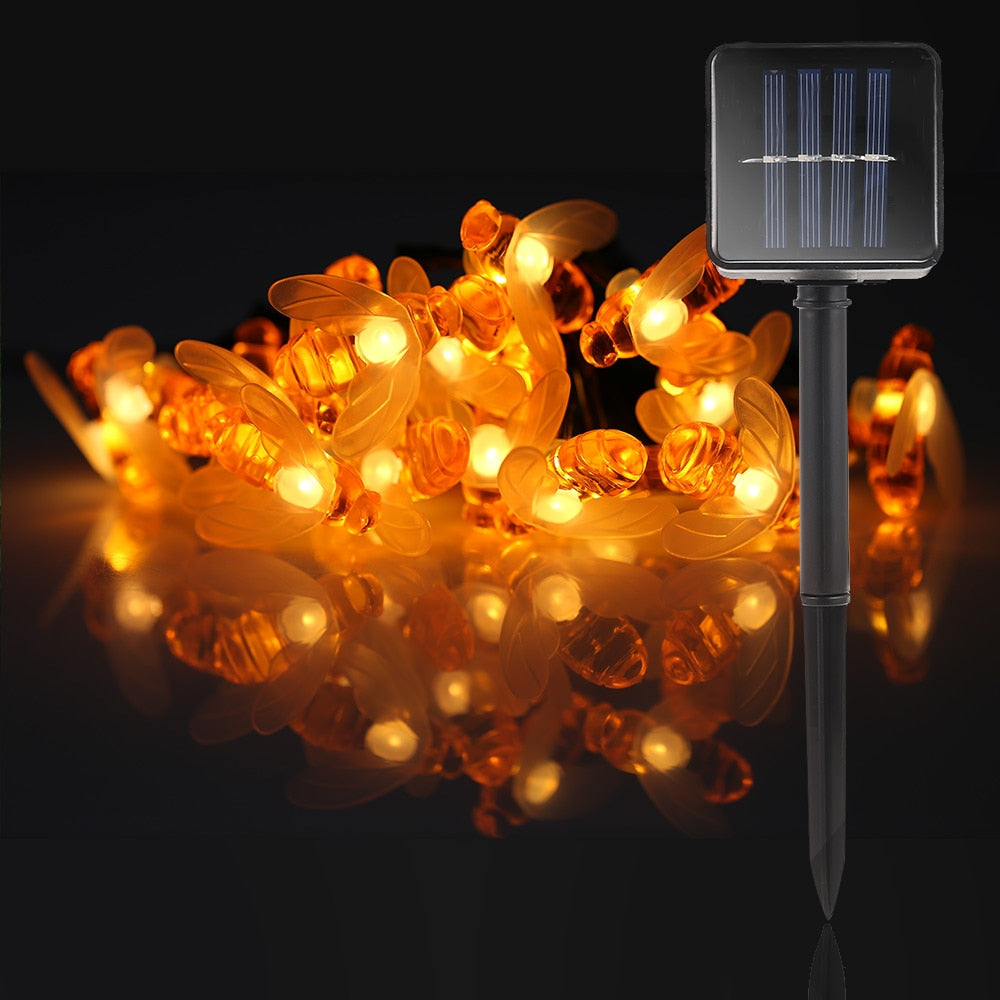 Honey Bee LED Fairy Lights Solar Powered