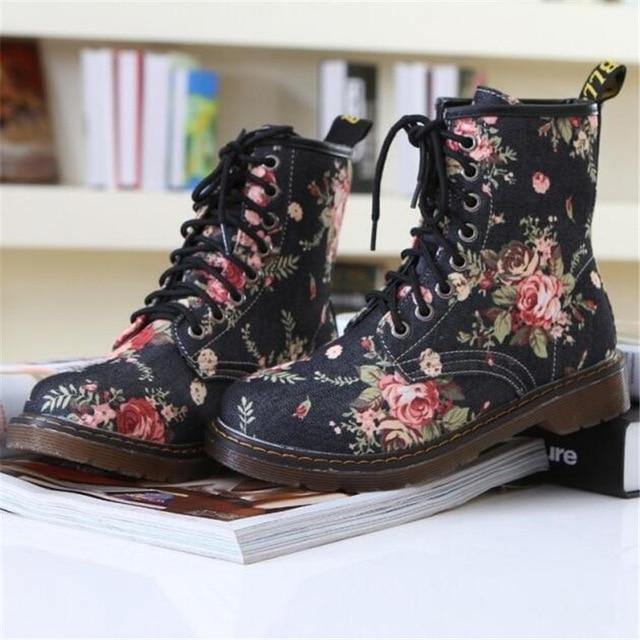 Fabulously Floral Womens Martin Boots - Woodland Gatherer