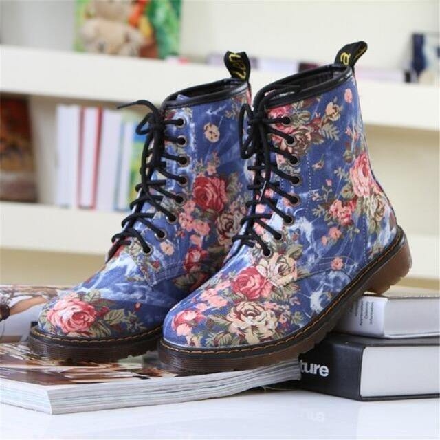 Fabulously Floral Womens Martin Boots - Woodland Gatherer