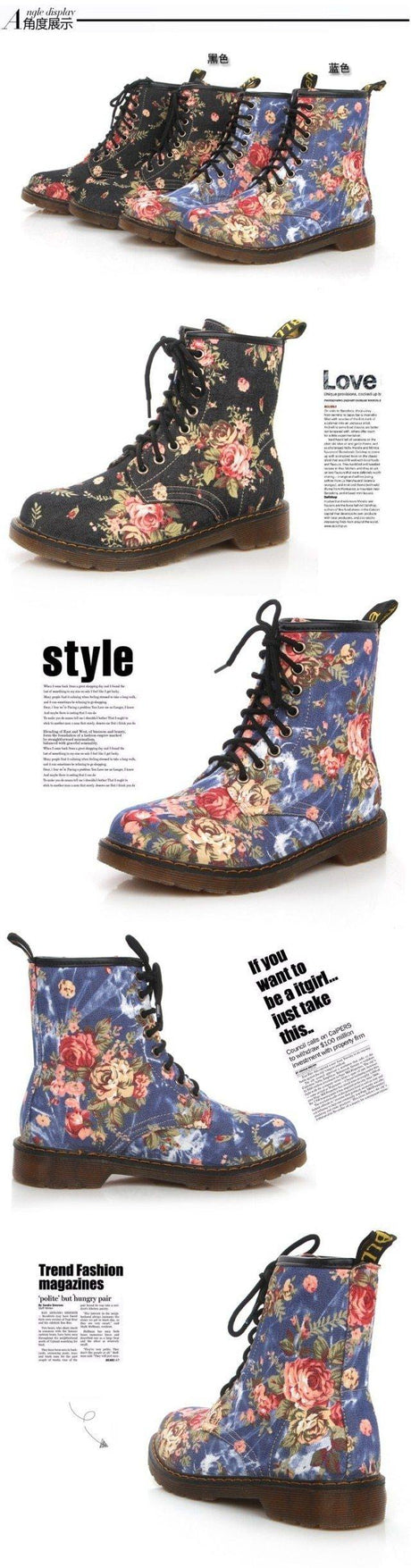Fabulously Floral Womens Martin Boots - Woodland Gatherer