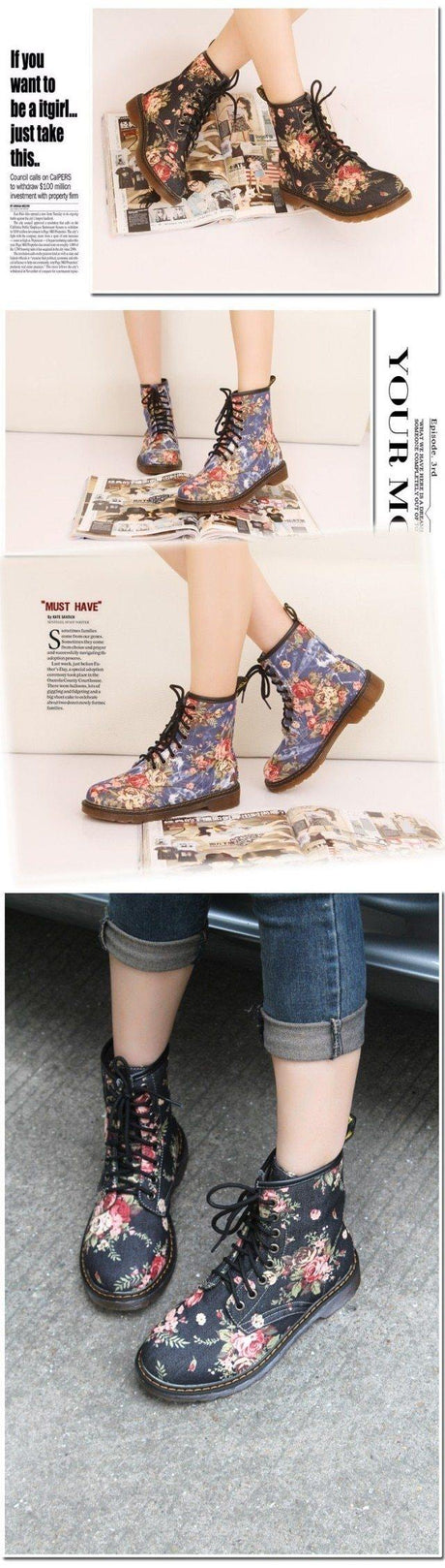 Fabulously Floral Womens Martin Boots - Woodland Gatherer