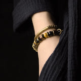 Tiger Eye Stone Bracelet Mixed Hammered Pure Copper Unisex Jewellery